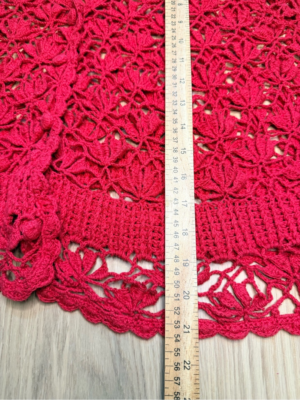 JESSICA LONDON Crochet Knit Button Up Red Shurg Cover Up Cardigan Sz 22/24 - Picture 10 of 10
